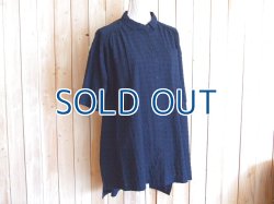画像1: ４０％ＯＦＦ・シワ加工 ワイドシャツチュニック（ネイビー）