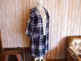 ４０％ＯＦＦ・大柄チェック ロングカーディガン（ネイビー×ホワイト）