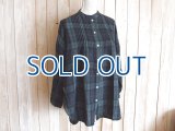 ３０％ＯＦＦ・チェック柄 ダブルガーゼ ピンタックブラウス（ネイビー×グリーン）