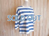 ６０％ＯＦＦ・カットソー生地 太ボーダープルオーバー（ブルー×ホワイト）
