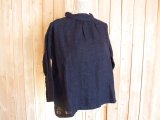 ４０％ＯＦＦ・グレンチェック リネンガーゼ ロールカラー プルオーバー（ネイビー）