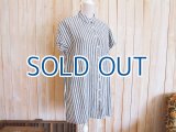 ５０％ＯＦＦ・リネン ストライプ柄 シャツチュニック（杢ブラック×ホワイト）