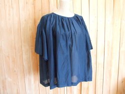 画像1: ４０％ＯＦＦ・シアー生地 ギャザーワイドプルオーバー（ネイビー）