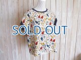 ４０％ＯＦＦ・ボタニカル柄×無地 フレンチスリーブ プルオーバー（アイボリー×ネイビー）