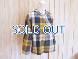 ６０％ＯＦＦ・チェック柄 浅襟プルオーバー（イエロー×ネイビー）