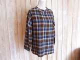 ７０％ＯＦＦ・チェック柄 うしろボタン プルオーバー（ブラウン×ネイビー）