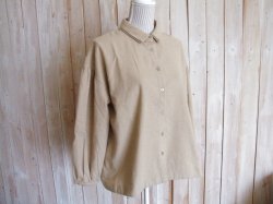 画像1: １０％ＯＦＦ・二重浅襟ツイルブラウス（ベージュ）