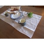 画像: 刺繍入り リネンストライプ柄キッチンクロス（ベージュ）