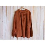 画像: ２０％ＯＦＦ・ベルギーリネン ロールカラー ワイドプルオーバー（レンガ）