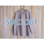 画像: ２０％ＯＦＦ・グレンチェック リネンガーゼ ロールカラー プルオーバー（薄グレー）