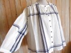 画像: ４０％ＯＦＦ・大柄チェック バンドカラーワイドブラウス（ホワイト×ブラック）
