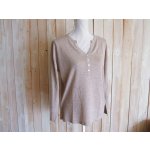画像: ５０％ＯＦＦ・Ｖネック 薄手ニットプルオーバー（杢ベージュ）