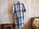 画像: ３０％ＯＦＦ・大柄チェック フロントボタンワンピース（ネイビー×薄グレー）