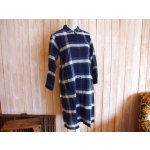画像: ６０％ＯＦＦ・大柄チェック ツイルシャツワンピース（ネイビー×ホワイト）
