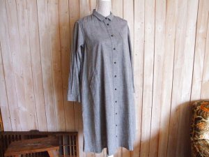 画像1: ４０％ＯＦＦ・フロントポケットシャツワンピース（薄杢グレー）
