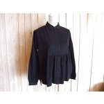 画像: １０％ＯＦＦ・天竺コットン ピンタックブラウス（ブラック）