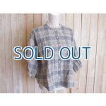画像: １０％ＯＦＦ・チェック柄 襟レースブラウス（キナリ×ネイビー）