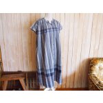画像: ４０％ＯＦＦ・パネルストライプ柄 バンドカラーシャツワンピース（グレー×ネイビー）