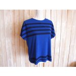 画像: ５０％ＯＦＦ・パネルボーダー フレンチスリーブプルオーバー（ディープブルー）