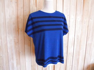 画像1: ５０％ＯＦＦ・パネルボーダー フレンチスリーブプルオーバー（ディープブルー）