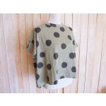 画像: ４０％ＯＦＦ・コットン天竺 ドット柄ワイドプルオーバー（モスグリーン×チャコールグレー）