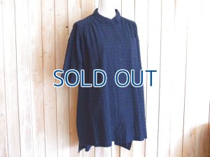 画像1: ４０％ＯＦＦ・シワ加工 ワイドシャツチュニック（ネイビー）