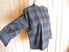 画像: ３０％ＯＦＦ・バンドカラー 薄起毛チェック柄ブラウス（ブルー×グレー）