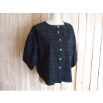 画像: ４０％OFF・チェック柄 ２ＷＡＹ ワイドブラウス（ネイビー×グリーン）