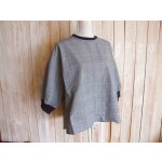 画像: ３０％ＯＦＦ・リブ使い うしろボタン ワイドプルオーバー（グレンチェック）