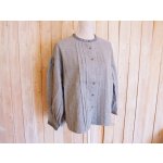 画像: ２０％ＯＦＦ・バンドカラー ダブルガーゼ ピンタックブラウス（杢グレー）