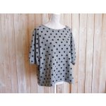 画像: ５０％ＯＦＦ・ドット柄 ドルマンスリーブ ワイドプルオーバー（杢グレー×ブラック）