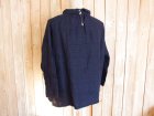 画像: ４０％ＯＦＦ・グレンチェック リネンガーゼ ロールカラー プルオーバー（ネイビー）