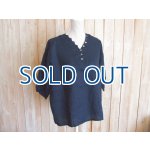 画像: ２０％ＯＦＦ・リネン 多ボタンワイドプルオーバー（ネイビー）