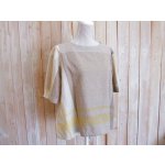 画像: ７０％ＯＦＦ・大柄アシンメトリーチェック ２ＷＡＹブラウス（ベージュ×マスタード）