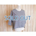 画像: ６０％ＯＦＦ・極小チェック ノーカラーワイドブラウス（ホワイト×ブラック）