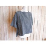画像: ２０％ＯＦＦ・ボートネック 袖折り返しプルオーバー（杢チャコールグレー）