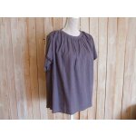 画像: ３０％ＯＦＦ・リネンレーヨン 肩ギャザーワイドプルオーバー（グレー）