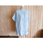 画像: ２０％ＯＦＦ・リネン スタンドカラー シャツチュニック（薄ブルー）