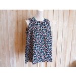 画像: ７５％ＯＦＦ・小花柄 ノースリーブ プルオーバー（ネイビー×ブルーグリーン）