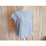 画像: ５０％ＯＦＦ・シワ加工 チェック柄ブラウス（薄ブルー×ホワイト）