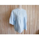 画像: ２０％ＯＦＦ・リネン バンドカラータックプルオーバー（薄ブルー）