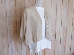 画像1: １０％ＯＦＦ・リネン ドルマンスリーブカーディガン（杢ベージュ）