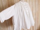 画像: １０％ＯＦＦ・バンドカラー ギャザーワイドブラウス（ホワイト）