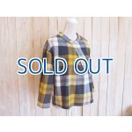 画像: ６０％ＯＦＦ・チェック柄 浅襟プルオーバー（イエロー×ネイビー）