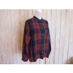 画像: ３０％ＯＦＦ・タータンチェック リネンブラウス（ネイビー×レッド）