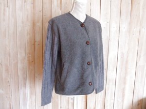 画像1: ６０％ＯＦＦ・ボア×ニット 切り替えジャケット（グレー）