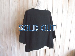 画像1: ６０％ＯＦＦ・リネンツイル サイドギャザー プルオーバー（ブラック）