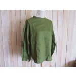 画像: １０％ＯＦＦ・リネン 袖ギャザープルオーバー（カーキ）