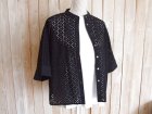 画像: １０％ＯＦＦ・レース バンドカラーブラウス（ブラック）