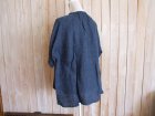 画像: １０％ＯＦＦ・リネン バンドカラー ブラウス（杢ネイビー）